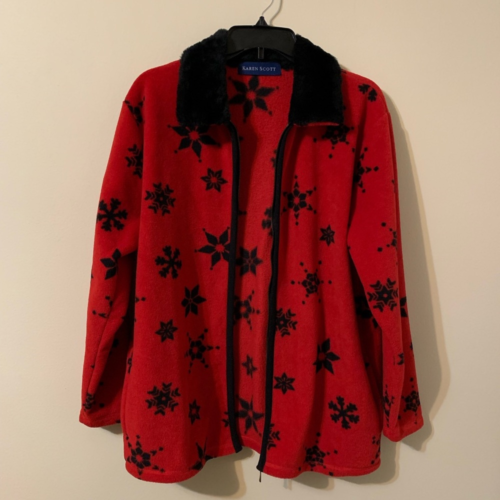 Fleece Zip Up Front Closure Jacket by KAREN SCOTT size Medium - Picture 13 of 15